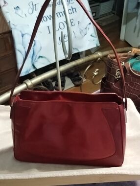 Bosca Italian Red Leather Shoulder Bag